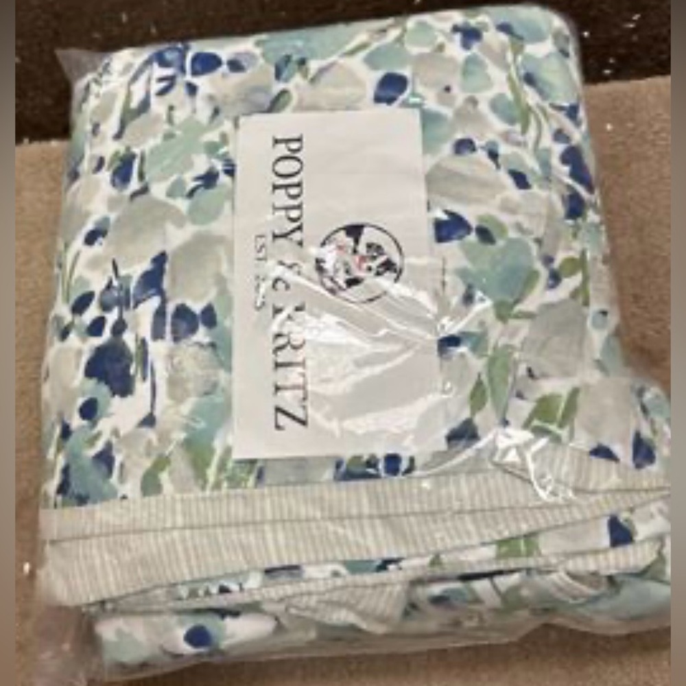 Poppy & Fritz Olivia Cotton Blue Duvet Cover Set Twin - Picture 10 of 11